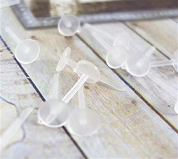 

200pcs/lot 12mm length Plastic Earring Studs blank base ,Fit 3/5mm Glass or Resin patch