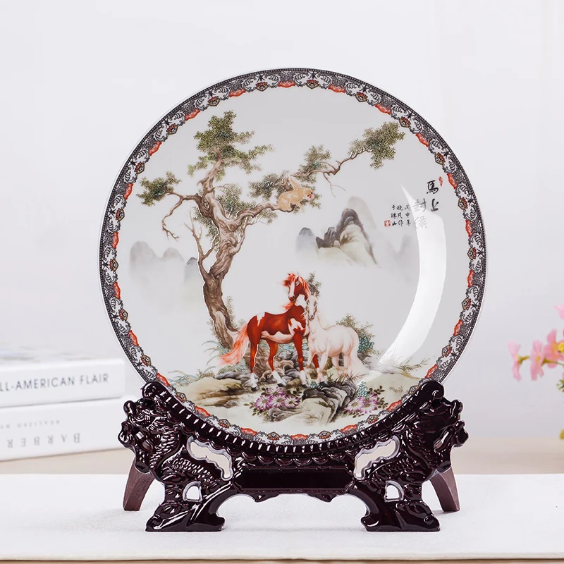 Античная керамическая тарелка Jingdezhen Aminal Pattenrs декоративная подвесной поднос