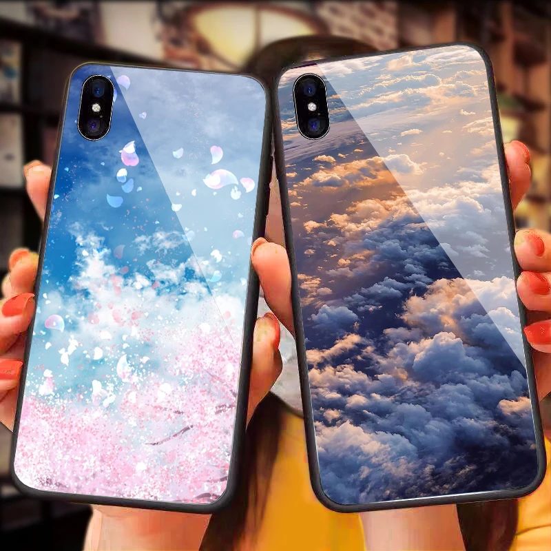 Роскошный чехол из закаленного стекла с 3D звездным небом для Oneplus 6 6T 5T 7 pro Space flower