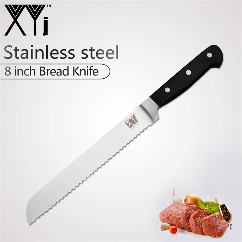 8 inch Bread Knife XYj нож из нержавеющей стали, кухонные ножи, инструменты " 5" " 3,5", нож для очистки овощей Santoku, нож для нарезки хлеба, новое поступление - Цвет: 8 inch Bread Knife