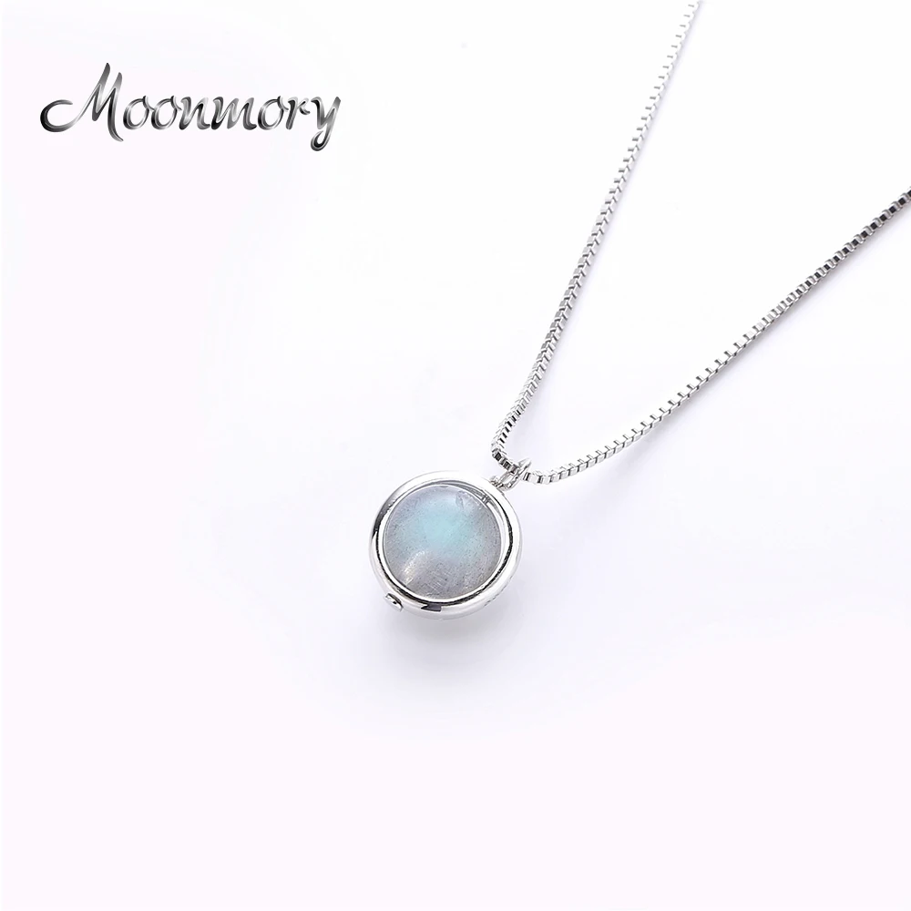 Moonmory Настоящее серебро 925 проба кулон из Лабрадорита Северное сияние Кристалл дизайн Аврора кулон ювелирные изделия ожерелье