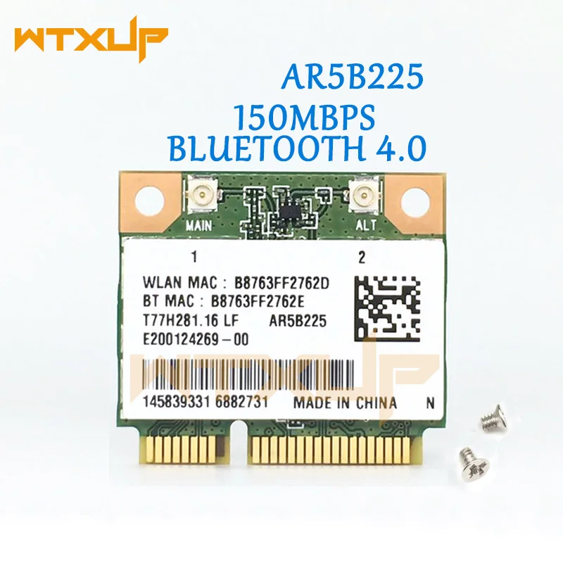 Atheros AR5B225 150 Мбит/с Mini PCi Express WiFi адаптер Bluetooth 4 0 BT Беспроводная сетевая карта для