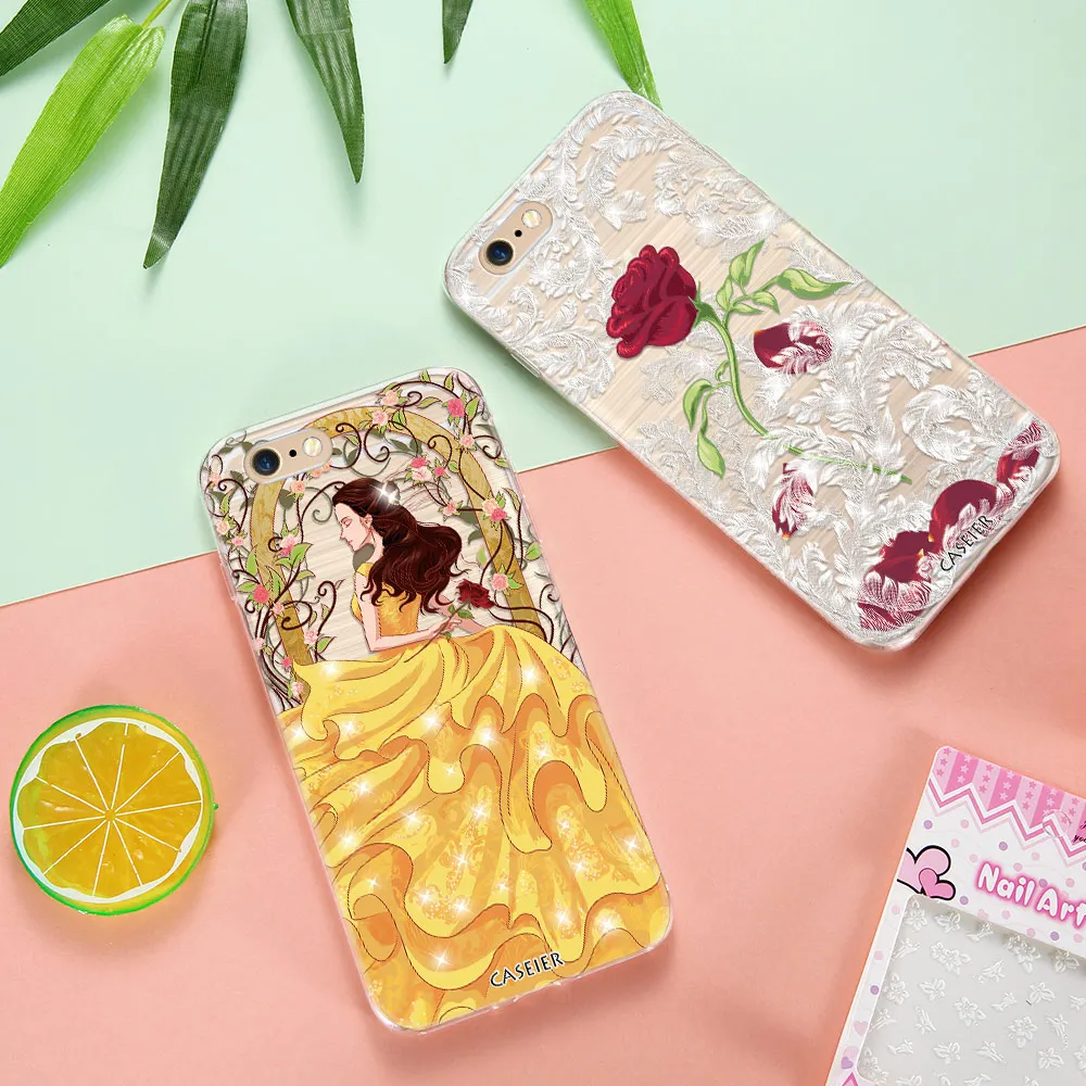 Caseier Phone Case For iPhone 6 6s 7 8 Plus Bling Diamond Silicone Coque 5 5s SE Beauty kawaii Shell Capinha Capa |