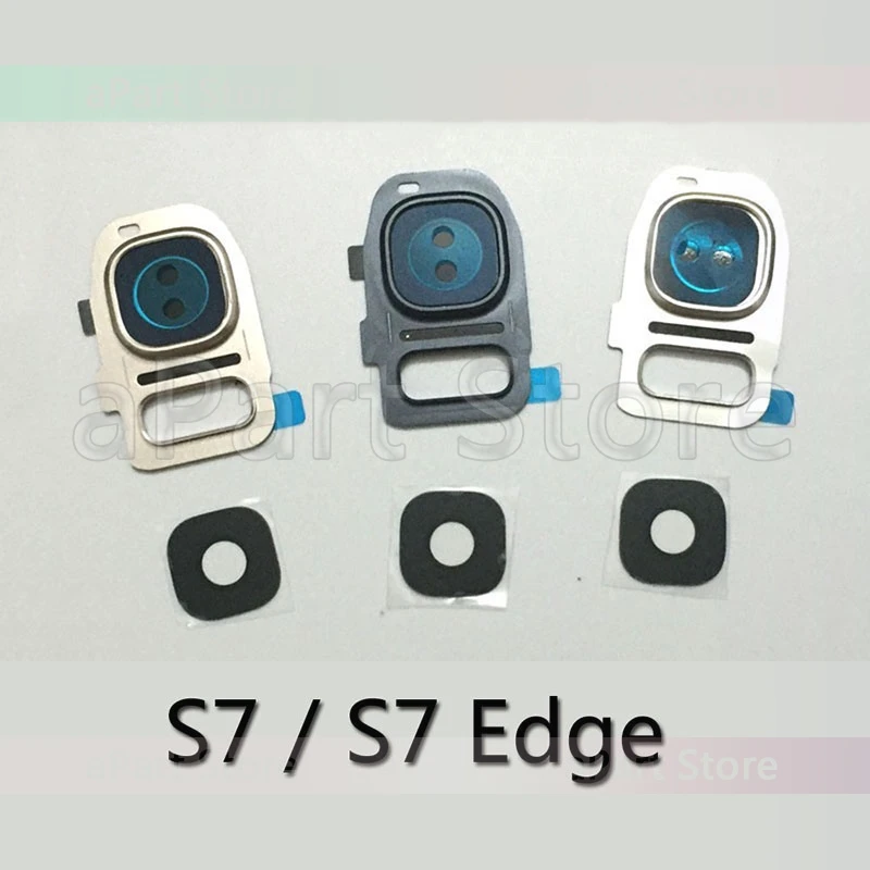 Camera Glass for Samsung Galaxy S7 Edge G9300 G9350 Back Rear Lens Ring Cover with Sticker Flash Replacement |