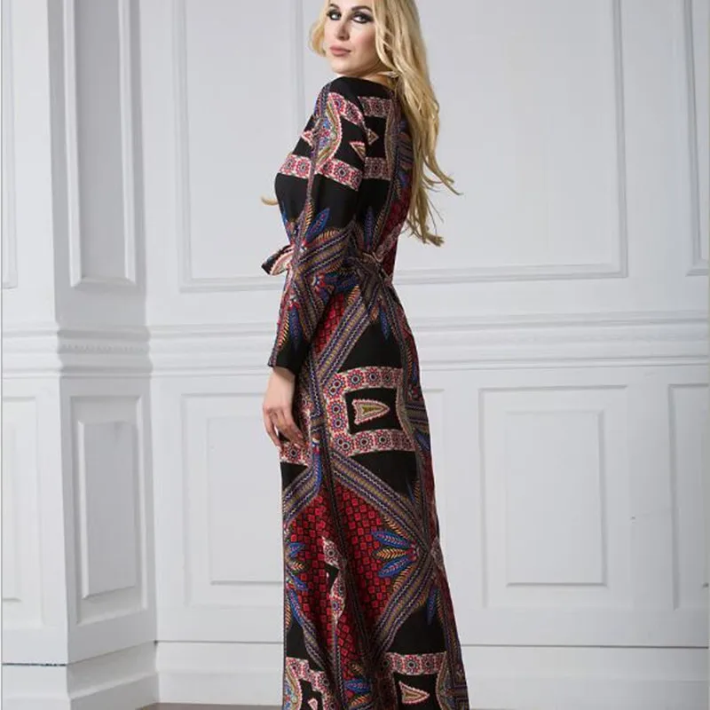 Мусульманское Макси платье с принтом кардиган абайя длинный халат платья плюс