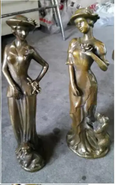 Дама с собачкой статуя медь Западной скульптуры европейский классический | Дом и