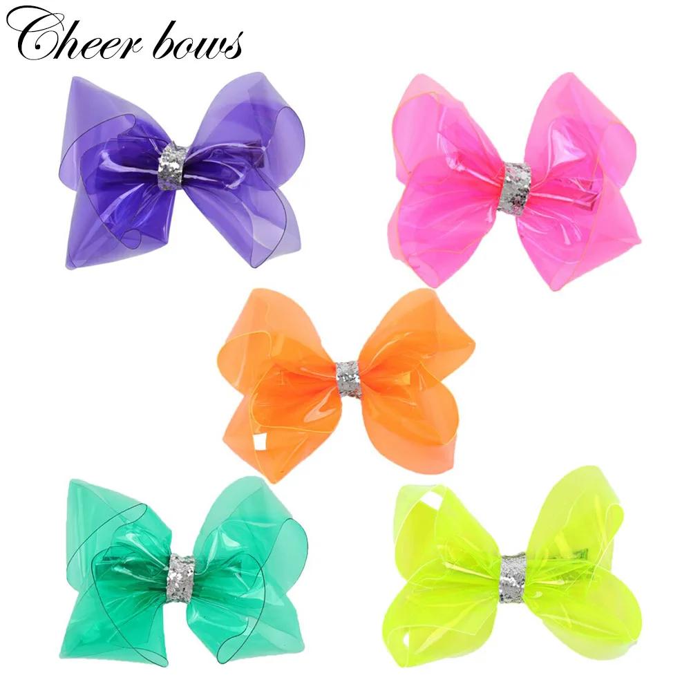 Cheer Bows 4 дюймовый летние шпильки прозрачный Желейный бант для девочек