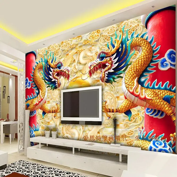 

Custom photo wallpaper 3D relief Chinese dragon wallpaper mural decorating temple living room bedroom sofa backdrop wallpaper