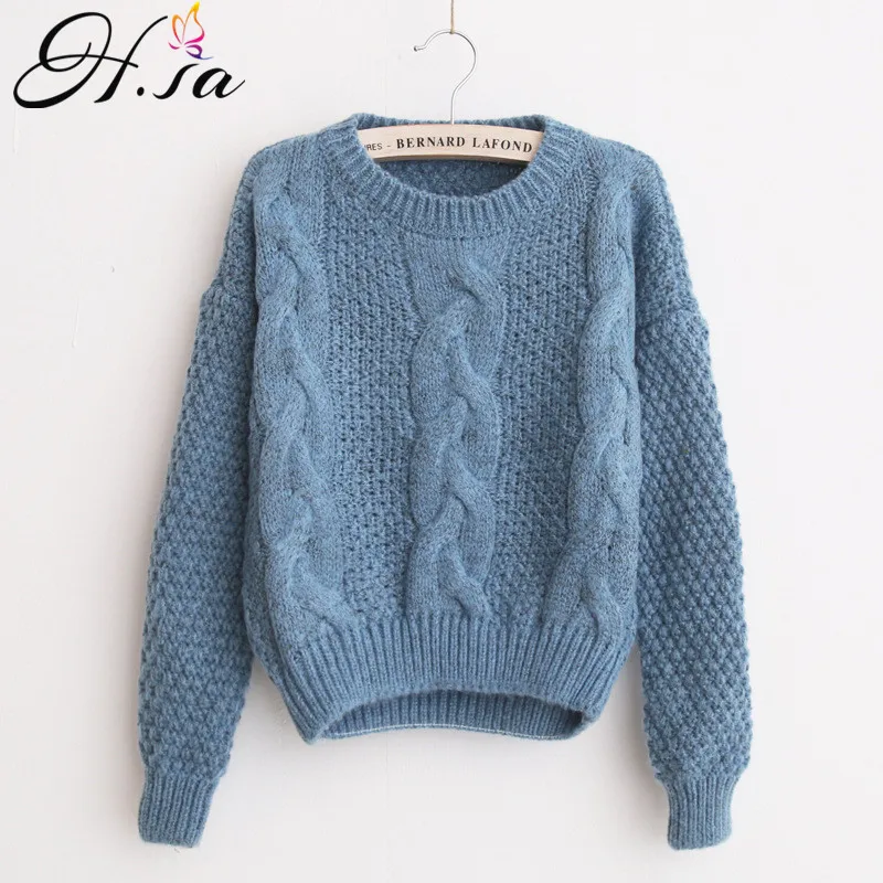 H.SA Winter Warm Sweaters and Twisted Pullovers Women Casual Short Feminino Knitted Sweater Jumpers Cheap China sueter | Женская одежда