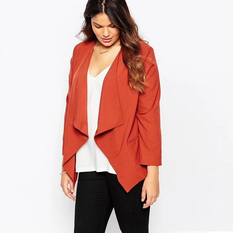 Женские офисные блейзеры и куртки элегантный асимметричный однотонный Тонкий