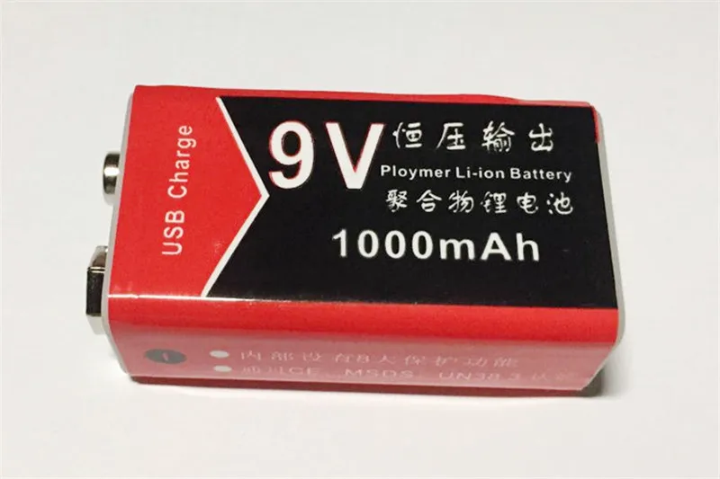 1pcs/lot 9V 1000mAh rechargeable lithium battery USB polymer instrument | Электроника