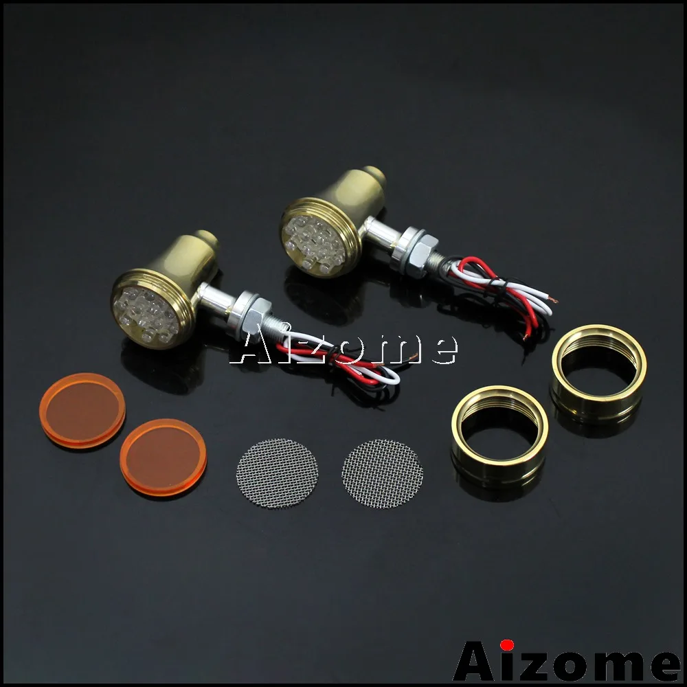 Латунные Сигналы поворота для старой школы мотоцикла сетчатые индикаторы гриля