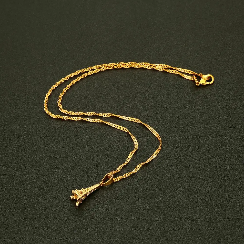 Chereda Petite Eiffel Tower Necklace for Women French Lovely Anniversary Sweet Valentine's Gift Gold Pendants | Украшения и