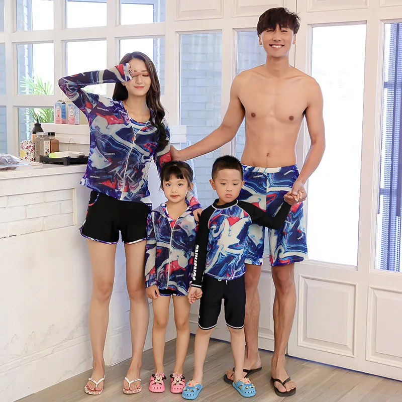 

Printed Parent-Child Swimsuit Quick-Dry Kids Parents Swimwear Beachwear Mother Father Daughter Son Family Matching Sportswear