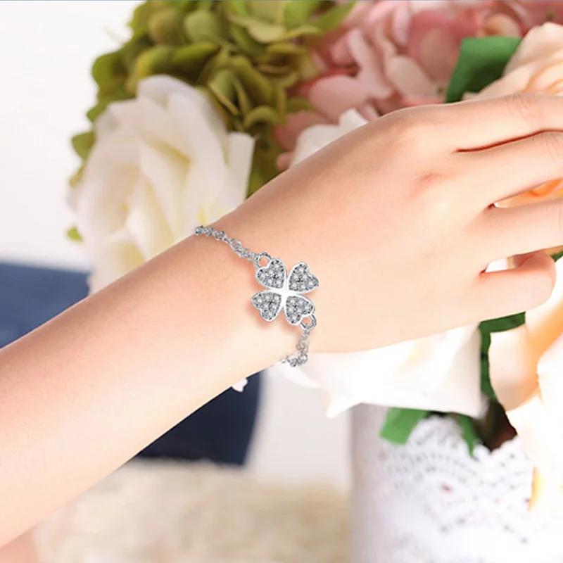 Женский браслет цепочка из серебра 100% пробы с фианитом|bracelets female|sterling silver chain