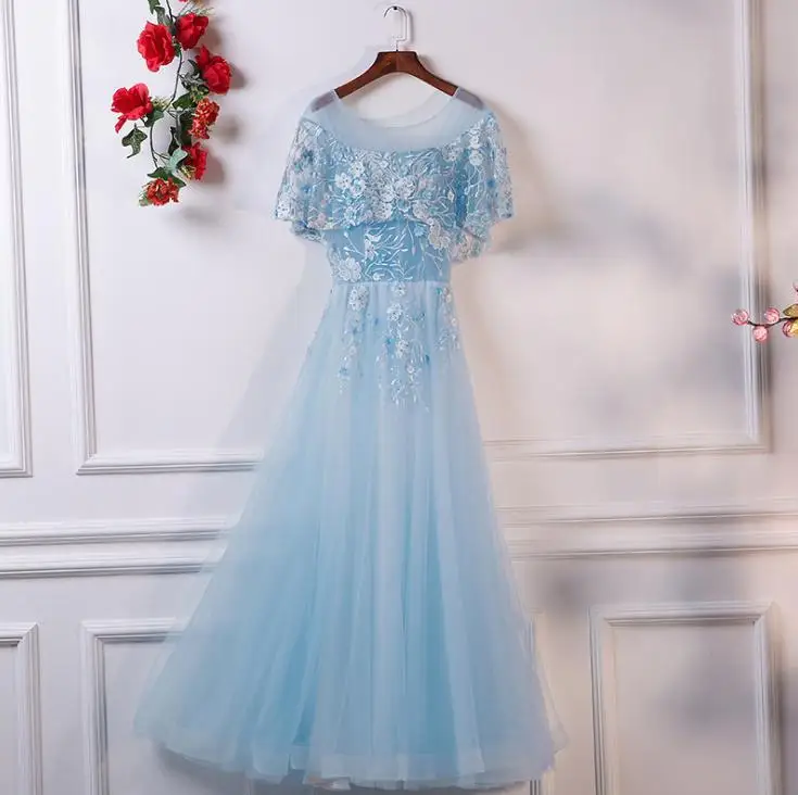 VENSANAC O Neck Flowers Embroidery A Line Long Evening Dresses 2018 Vintage Lace Appliques Party Tulle Prom Gowns | Свадьбы и