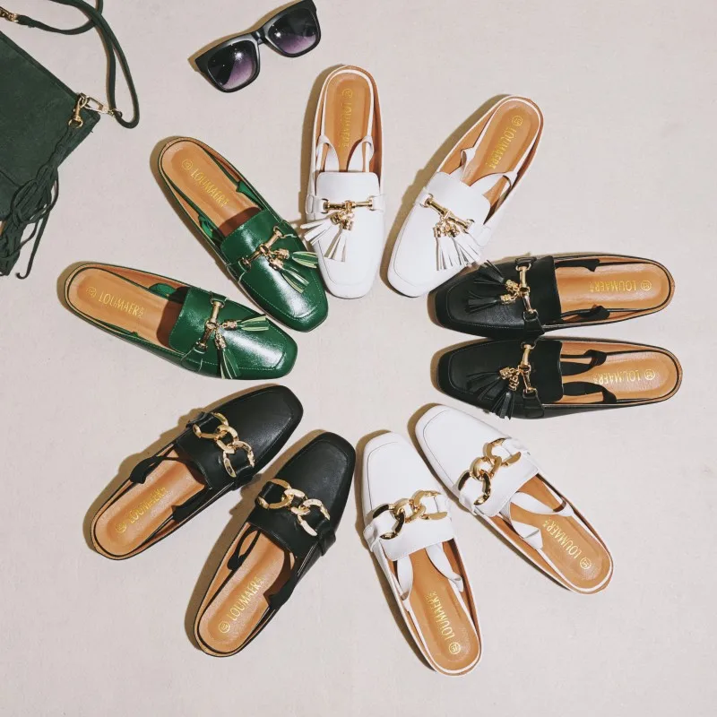 Женские мюли большого размера сандалии 40 41 42 дизайнерские тапочки с квадратным