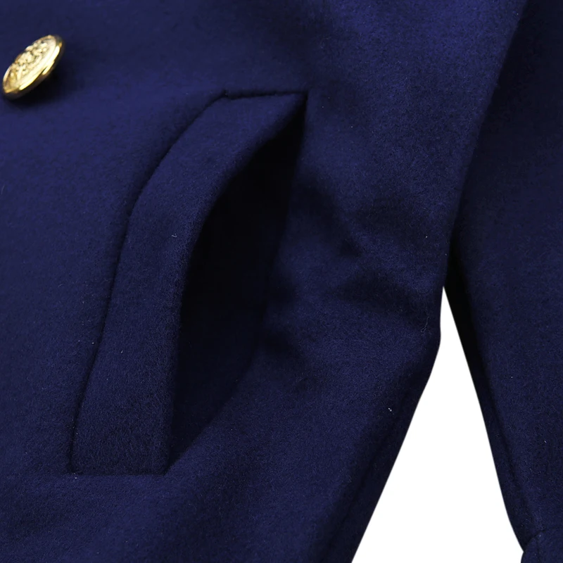 Осень-зима 2017 модная одежда для маленьких девочек пальто верхняя темно-синего