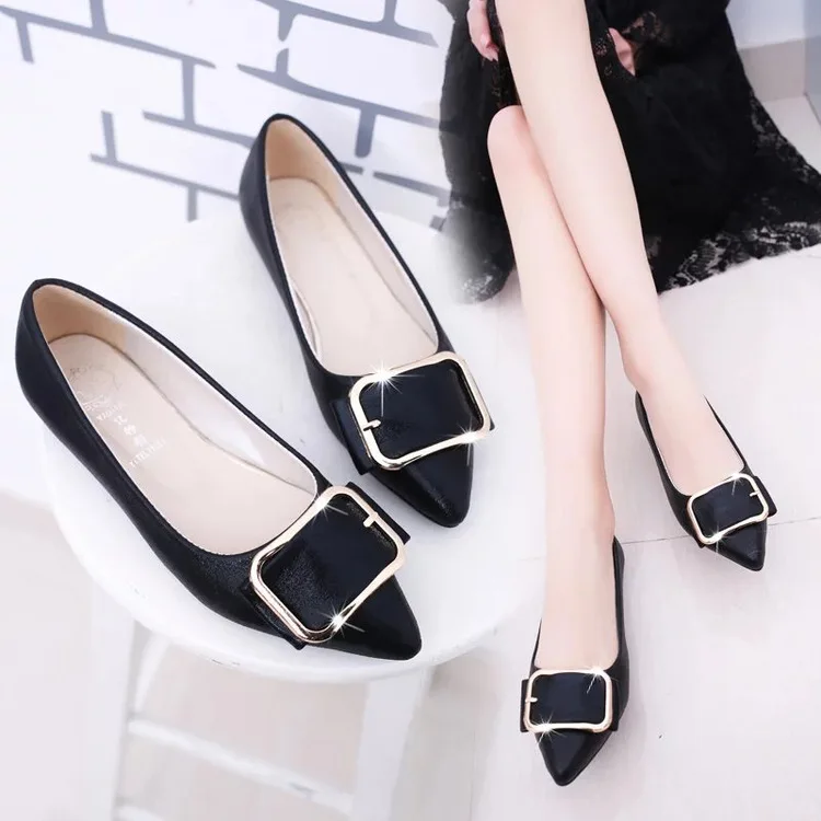 Дуэйн весна и осень корейской версии Новинка остроконечные туфли на плоской