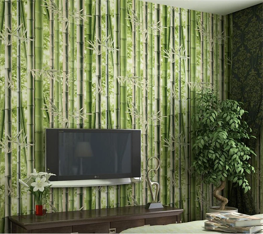 3D обои в рулоне papel de parede классические зеленые бамбуковые из бамбука для дивана