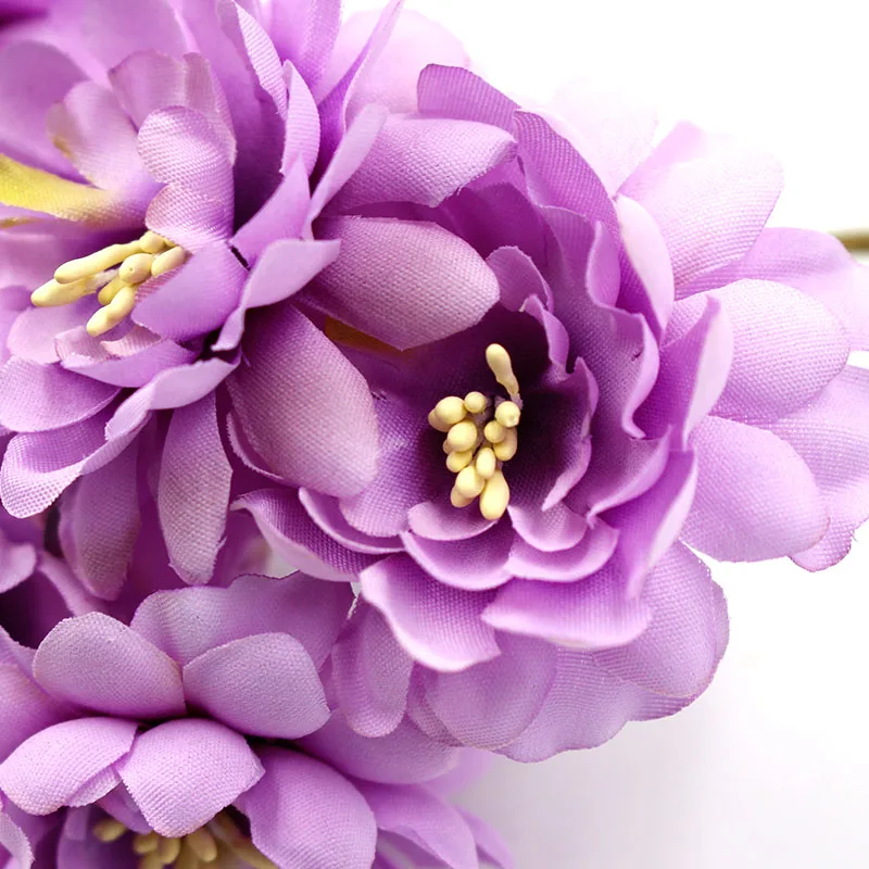

6pcs/12cm silk rose stamen Artificial Flowers wedding home Decorative Flowers scrapbooking DIY Wreaths Gifts box Fake Flower