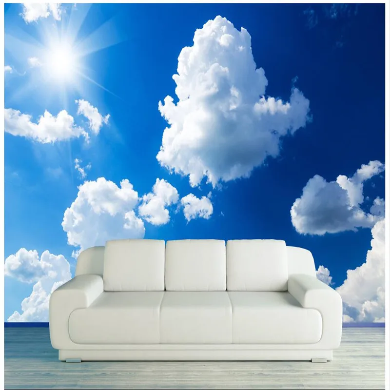 

beibehang 3d wallpaper mural decor Photo backdrop Sunny clouds Sunshine Resort Restaurant living room ceiling wall painting