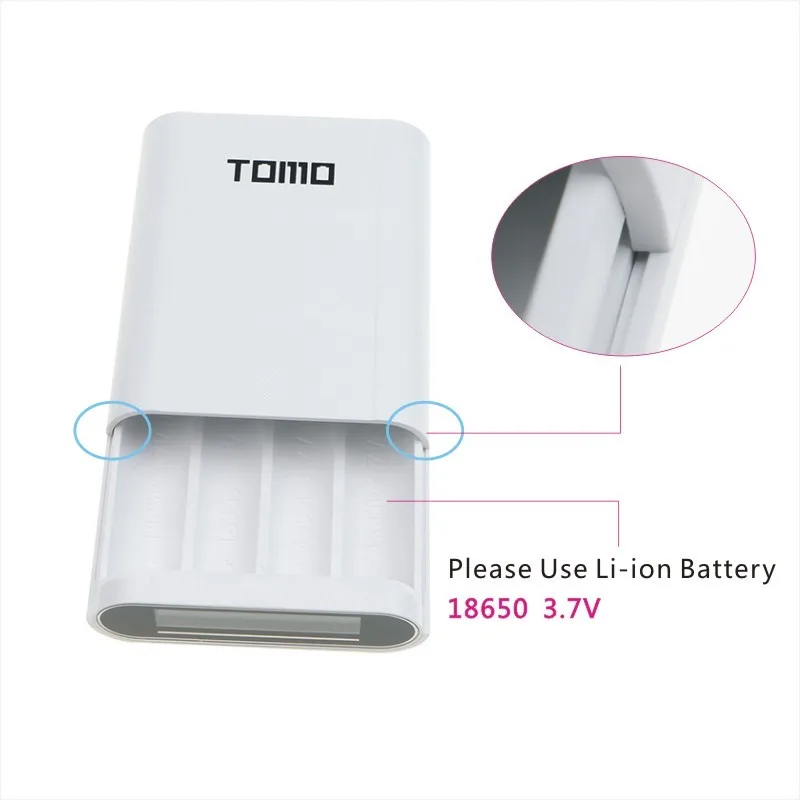 Зарядное устройство TOMO T4 18650 зарядное 2 порта Usb 5V2A зарядка для 4 шт. литиевых