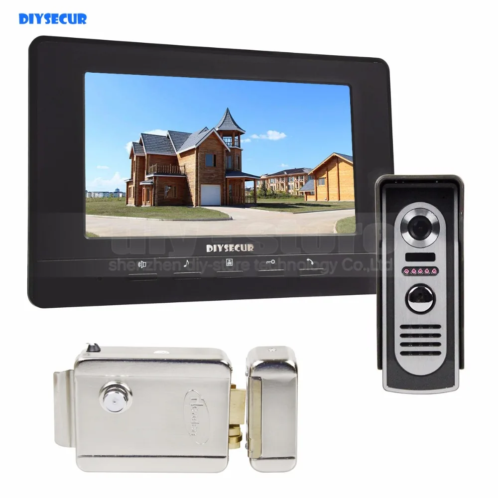 Видеодомофон DIYSECUR с электрическим замком 7 дюймов видеодомофон ИК подсветкой и