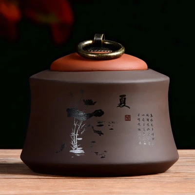 Jia-gui luo, китайская керамическая чайная коробка Zisha, влагостойкая, водонепроницаемая, хороший выбор для сбора сухофруктов, конфет - Цвет: 2