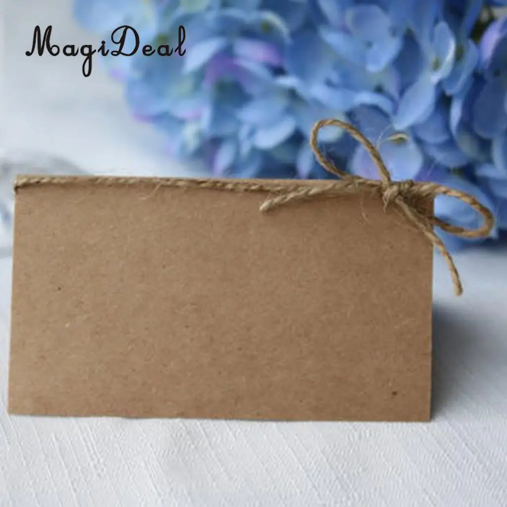 MagiDeal 150x крафт бумага чистые места визитница деревенский свадебный стол бант|blank