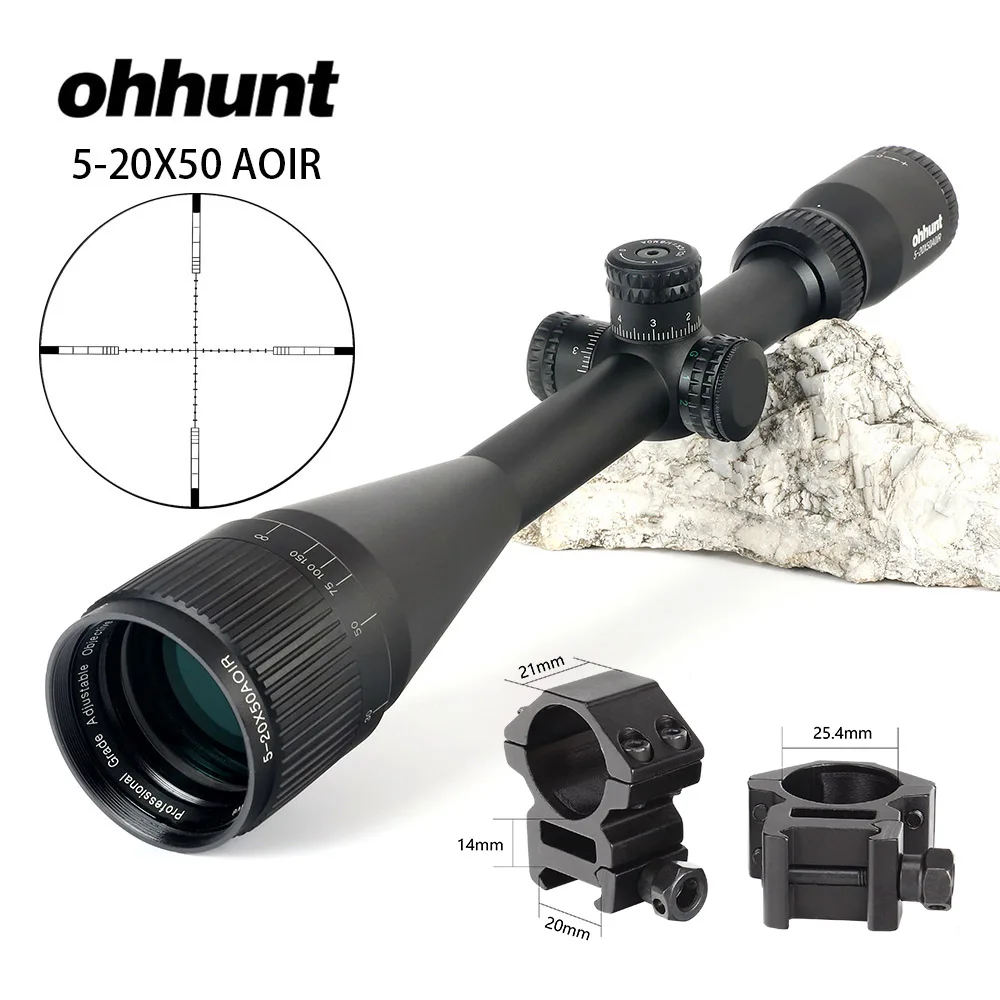 25.4mm-Picatinny-SZK Ohhunt 5-20X50 AOIR полный Размеры Охота прицел RGB подсветкой охотничья Оптика Тактический Снайперский прицел оптика прицел - Цвет: 25.4mm-Picatinny-SZK