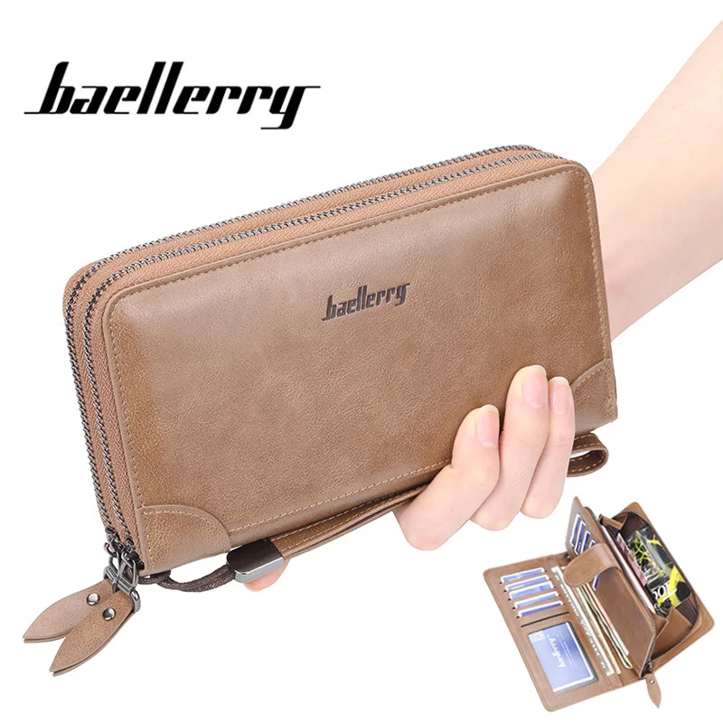 

Baellerry Fashion Vintage Men Wallets Long PU Leather Casual Men Clutch Purse Large Capacity Card Holder Phone Wallet