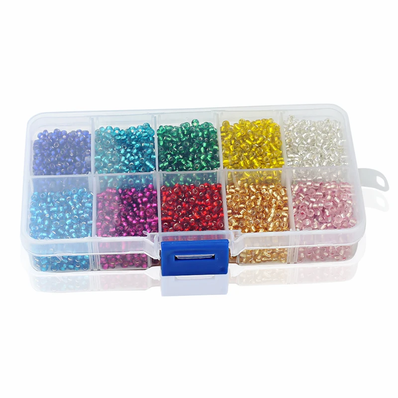 10 цветов Смешанные Серебряные выстроились Чешский стекло семян Spacer Бусины