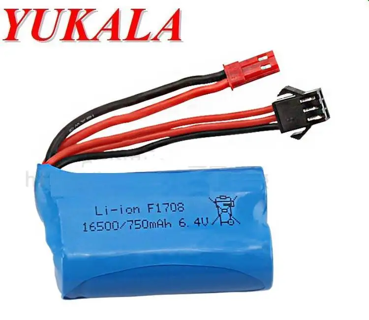 

YUKALA 2pcs 6.4v 750mah Li-ion battery for A959-A A969-A A979-A K929-A RC truck