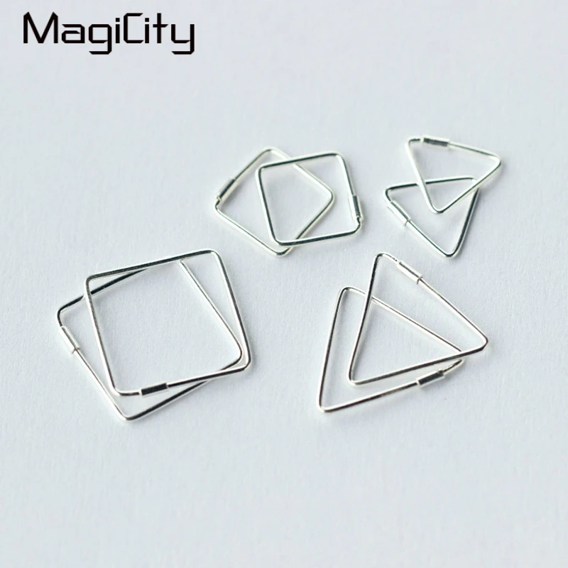 MAGICITY 2018 геометрический квадратный треугольной формы Пирсинг Huggie Hoop Серьги для