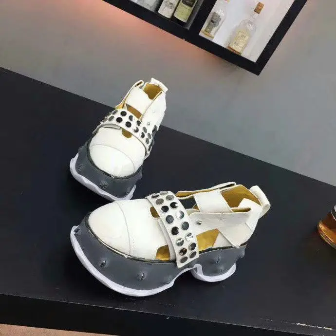 Королевский Belle/ г.; женские кроссовки на платформе с конским волосом; летние кроссовки с металлическими заклепками; женская обувь высокого качества; Новая женская обувь