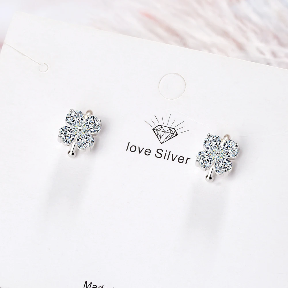 Женские серьги с цветочными клипсами из серебра 100% пробы роскошные ювелирные