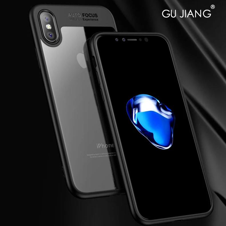 GU JIANG Luxury Nature HD Clear Transparent Phone Silicone Protector Case for iPhone X Ultra-thin TPU Cover Bag iPhoneX |