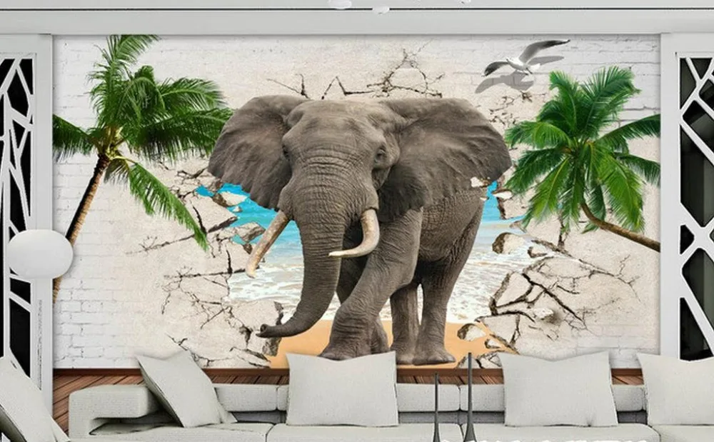 3D обои со слоном стены Современные детские нетканые фотопечать настенные