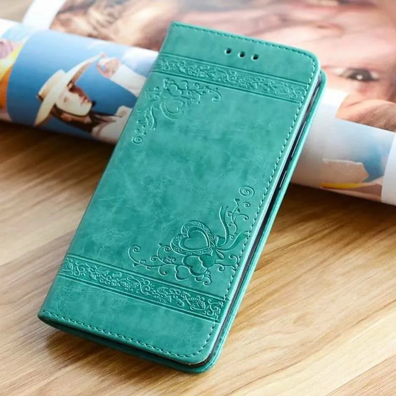 Чехол-книжка для Huawei P20/P10/P9 Lite кожаный магнитный с тиснеными цветами Y9 2019/P30 Pro |