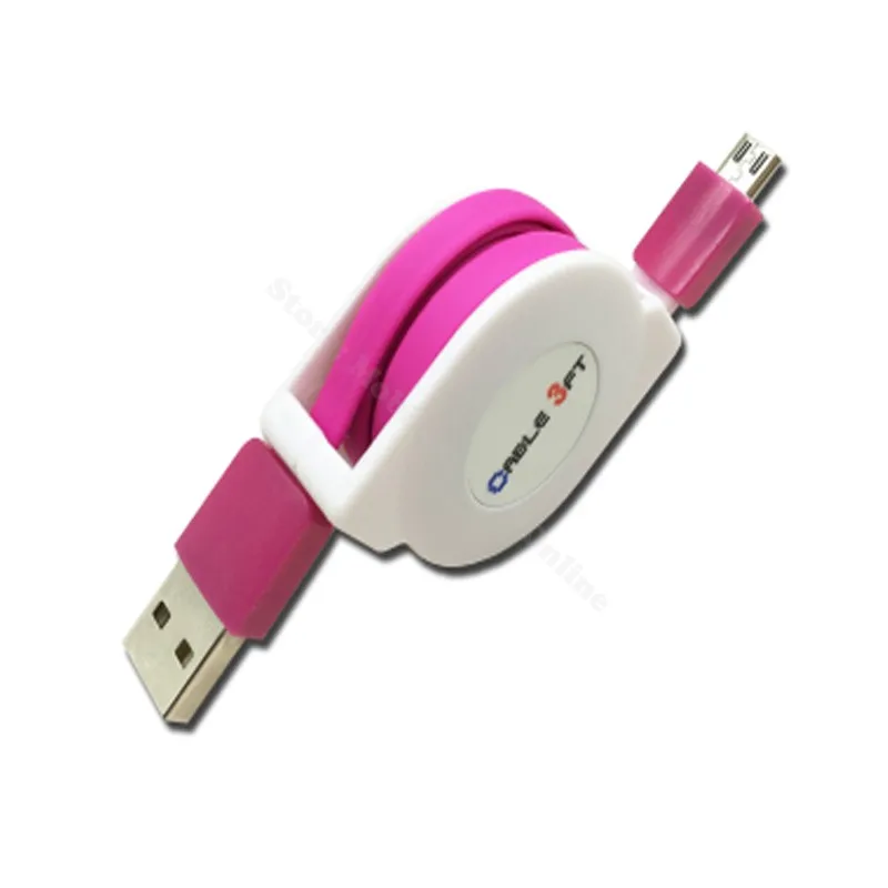 1 м/2 м/3 м Выдвижной Micro USB кабель для samsung Galaxy J3/J5/J7/A3/A5/A7 S7/S6/Edge Note 5 EU настенный адаптер зарядного устройства для телефона - Тип штекера: hot pink