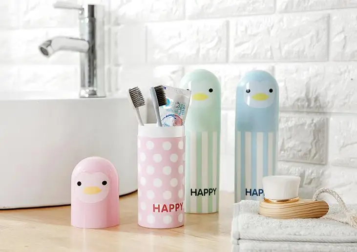 1 шт. Kawaii милый пингвин мультяшная коробка для зубных щеток портативный дорожный держатель для зубных щеток санитарный костюм коробка для хранения зубной пасты