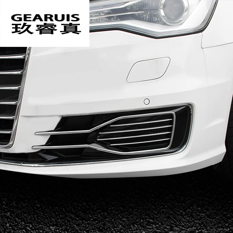 

Car front fog lamps covers Stickers grille slats car fog lights decorative strips Car styling for Audi A6 C7 auto Accessories