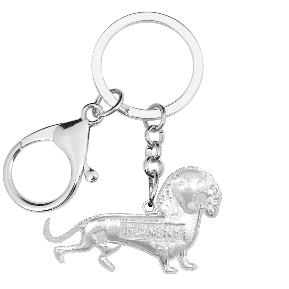 WEVENI Enamel Alloy Rhinestone Dachshund Dog Key Chains Holder Cute Animal Jewelry Gift For Women Girls Bag Purse Charms Pendant | Украшения