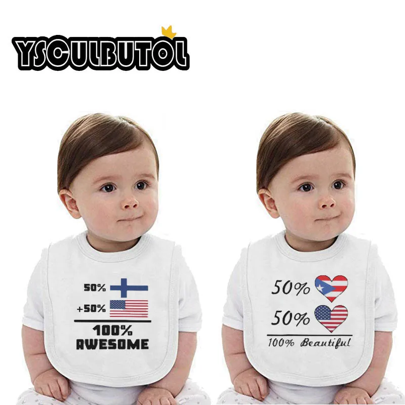 YSCULBUTOL весенне-летние хлопковые белые детские нагрудники с национальным флагом