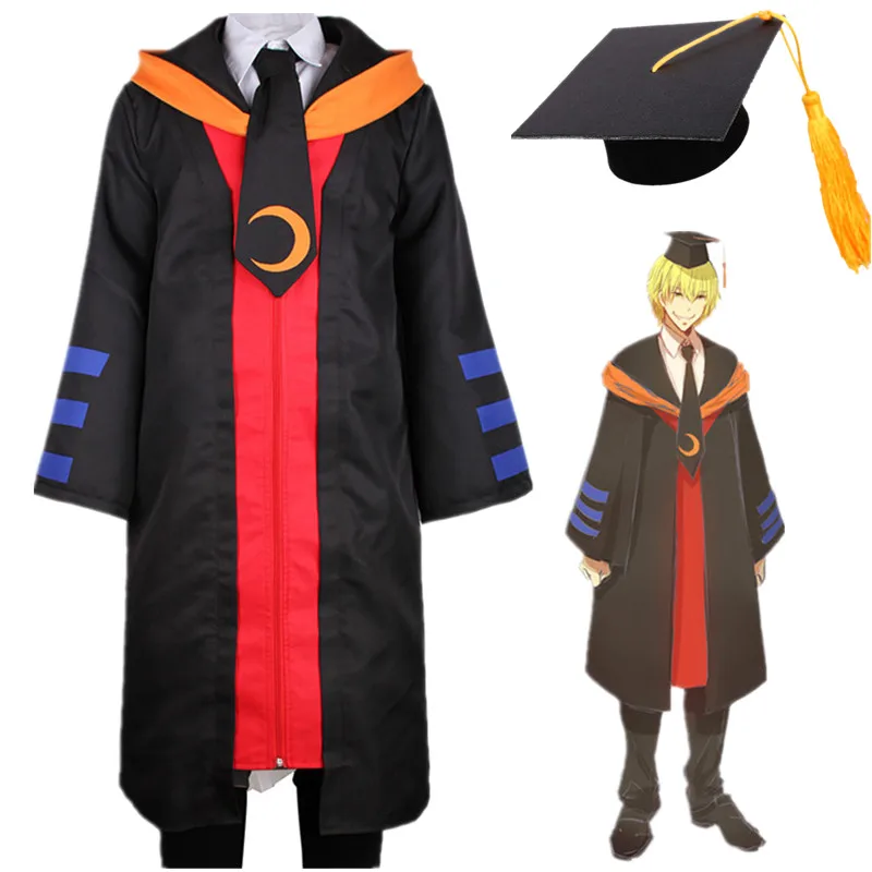 Аниме-Черный Рок-Korosensei Косплэй костюм рубашка плащ платья Брюки шапка бакалавра