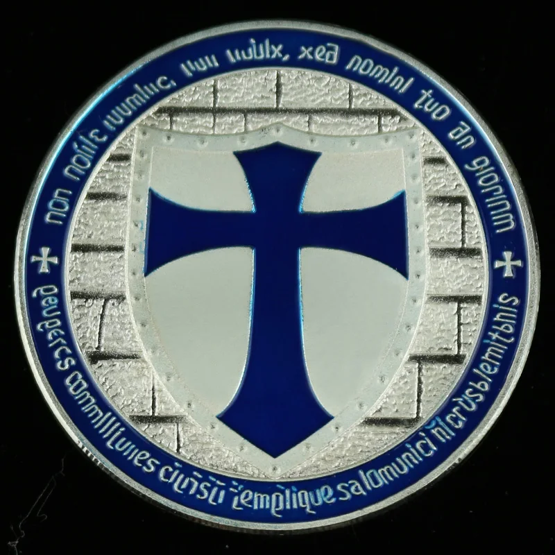 Синий Серебряный крест Рыцари темплар крестоносцев медаль МОНЕТА памятная