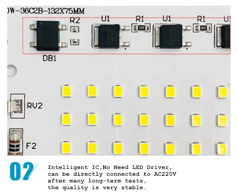 Светодиодный чип AC220V COB SMD2835 10 Вт 20 Вт 30 Вт 50 Вт 100 Вт 200 Вт линейный ламповый модуль прожектора без необходимости Светодиодный драйвер 10 шт