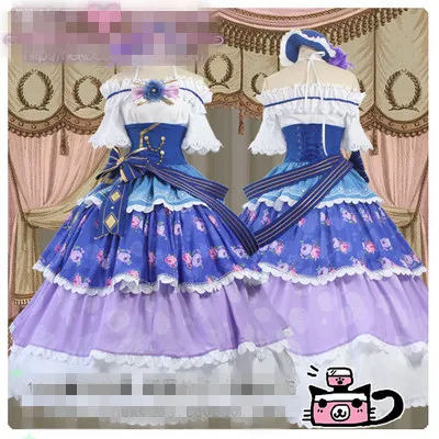 LoveLive! Бальное платье Пробуждение Уми Маки Nozomi Kotori Nico Hanayo Honoka Eli Косплей Костюм корт платье шляпа на Хеллоуин+ платье - Цвет: Бежевый