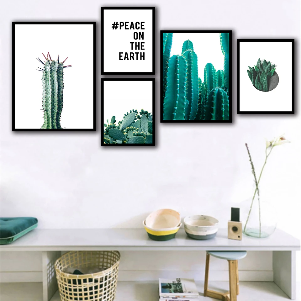 Скандинавский стиль листья кактус холст плакат печать мотивационные цитаты